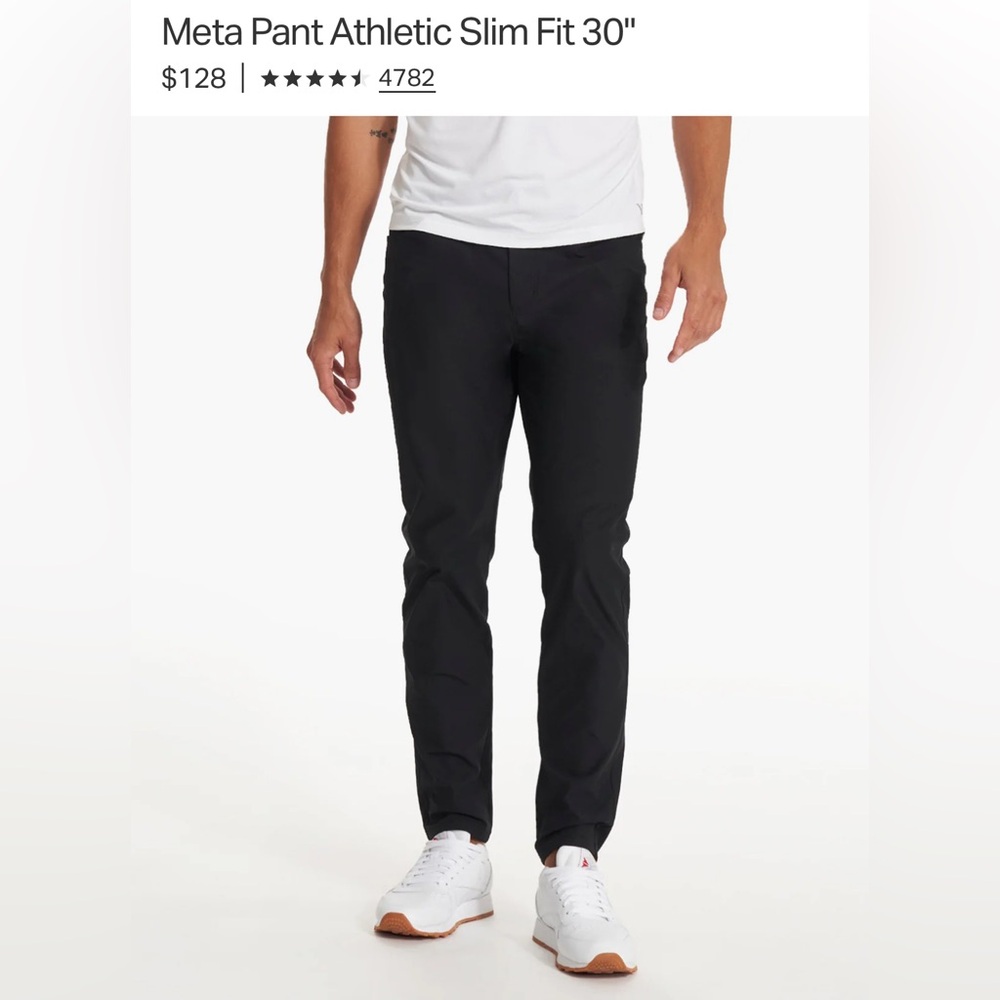 Vuori Meta Pant Athletic Slim Fit 30" Large - Black